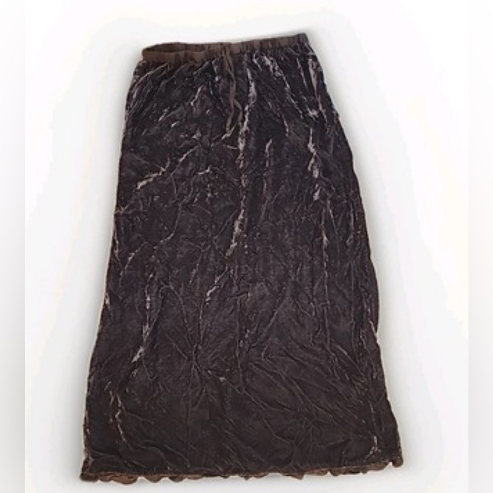J. Jill Crushed Velvet Midi Skirt in Deep Chocolate Brown